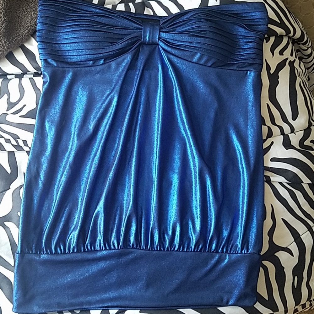 NEVER WORN blue metallic tube top